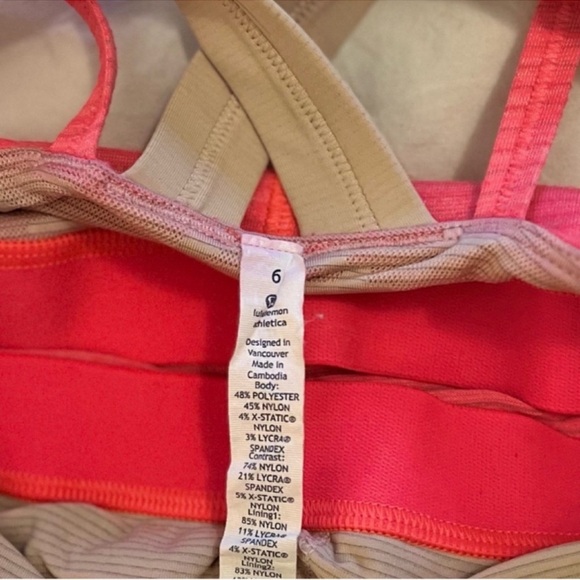 Lululemon Run For Gold Tank Heathered Electric Coral nude sports bra tank top - Picture 11 of 16